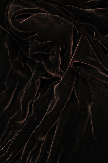 Truffle Brown Silk Velvet Shift Dress