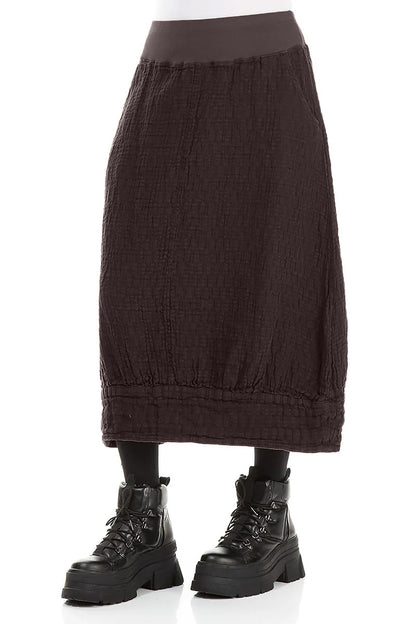 Truffle Brown Textured Linen Midi Skirt