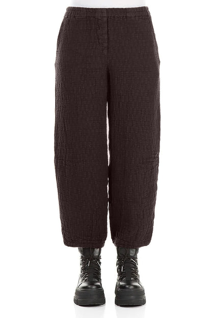 Pantalon en lin texturé brun truffe