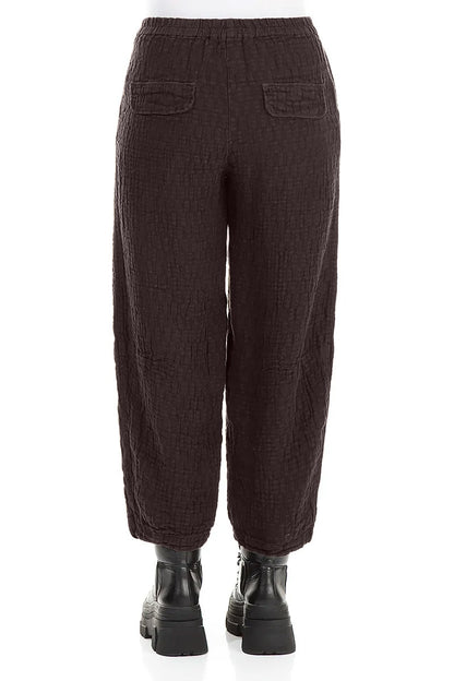 Pantalon en lin texturé brun truffe