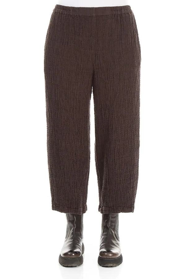 Truffle Brown Textured Linen Trousers 1