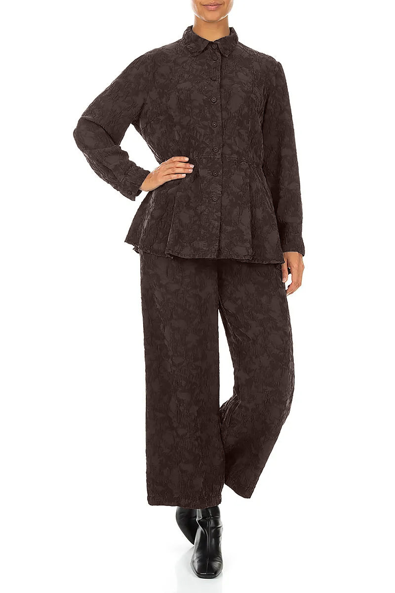Truffle Brown Textured Silk Viscose Shirt Jacket 4