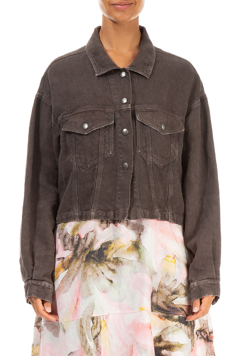 Truffle Off-Dye Linen Trucker Jacket 1