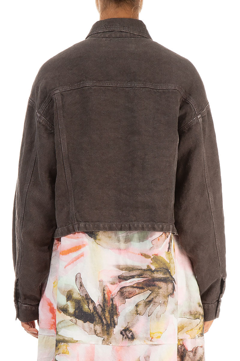 Truffle Off-Dye Linen Trucker Jacket 2