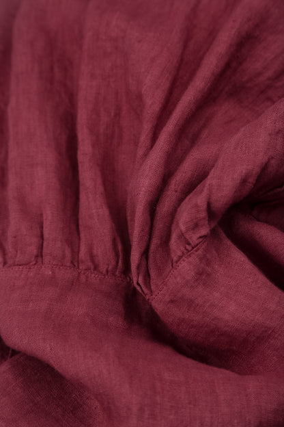 Tucks Decorated Antique Ruby Linen Dress 6