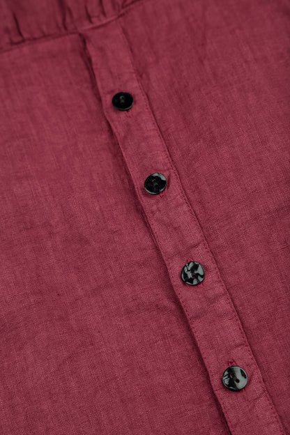 Tucks Decorated Antique Ruby Linen Dress 7