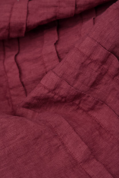 Tucks Decorated Antique Ruby Linen Dress 8