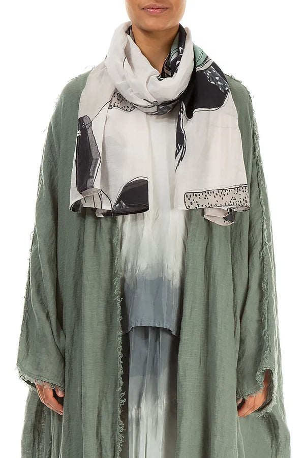 Écharpe en soie et coton à motif pierre roulée