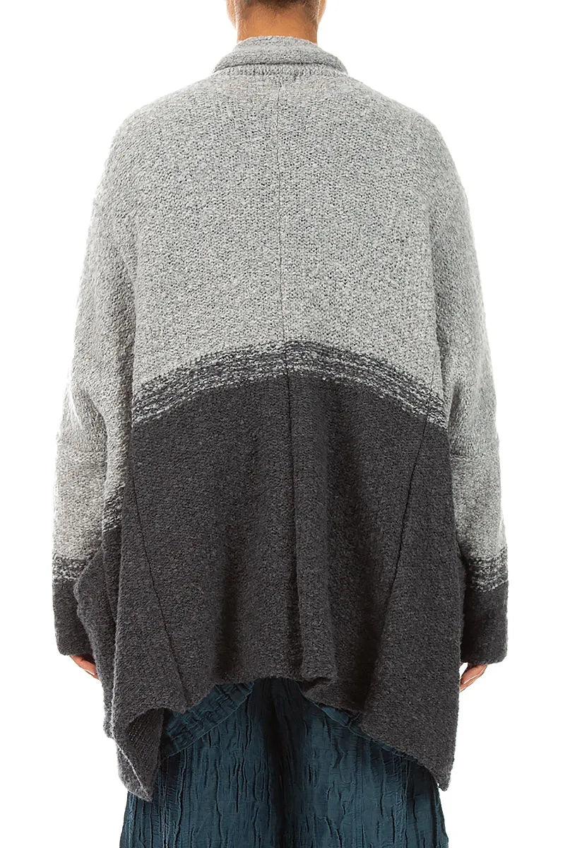 Two-Tone Grey Wool Cardigan 3
