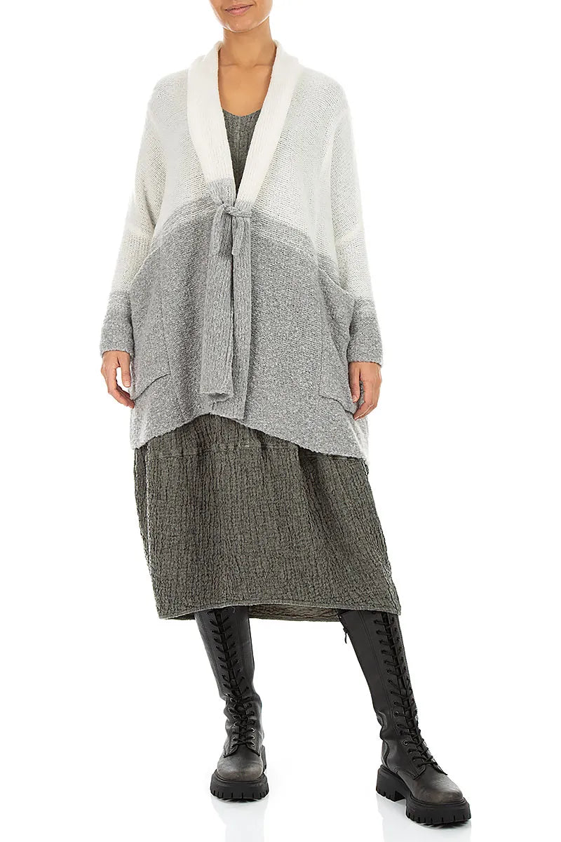 Two-Tone Light Grey Wool Cardigan 4