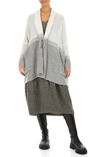 Two-Tone Light Grey Wool Cardigan 4