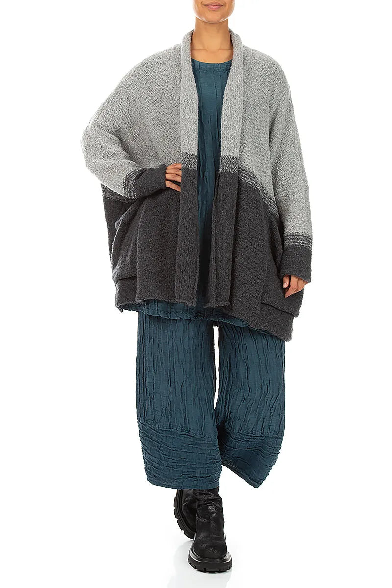 Two-Tone Grey Wool Cardigan 5