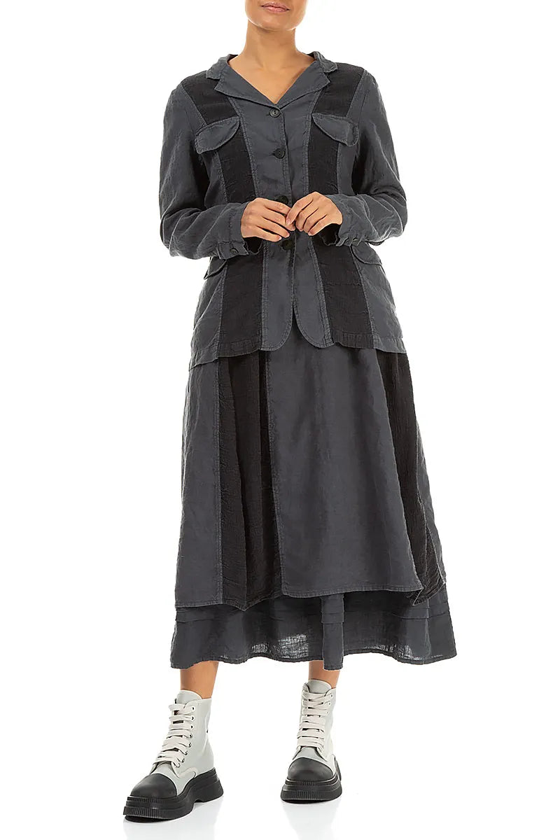 Zweireihige Leinenjacke in Graphit