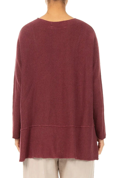 Loose Two Pockets Antique Ruby Linen Cardigan 2