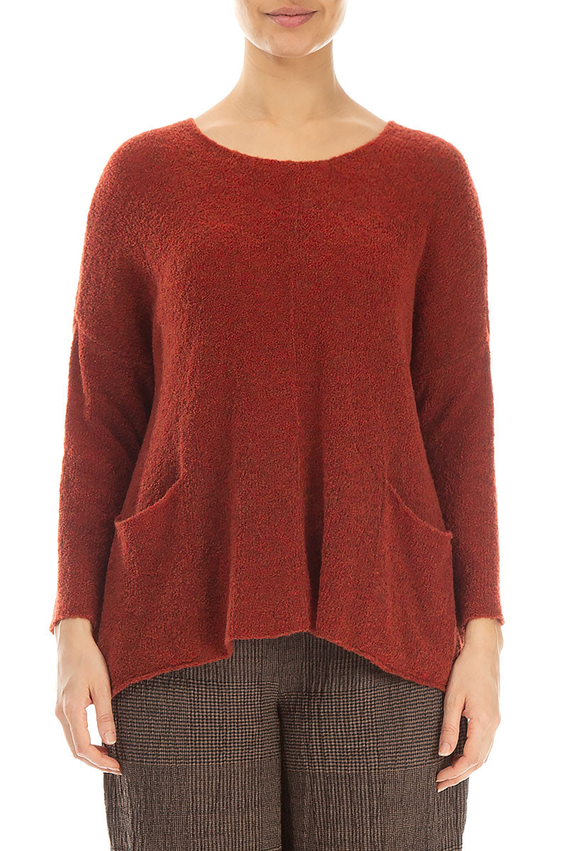 Two Pockets Burnt Orange Wool Sweater 1
