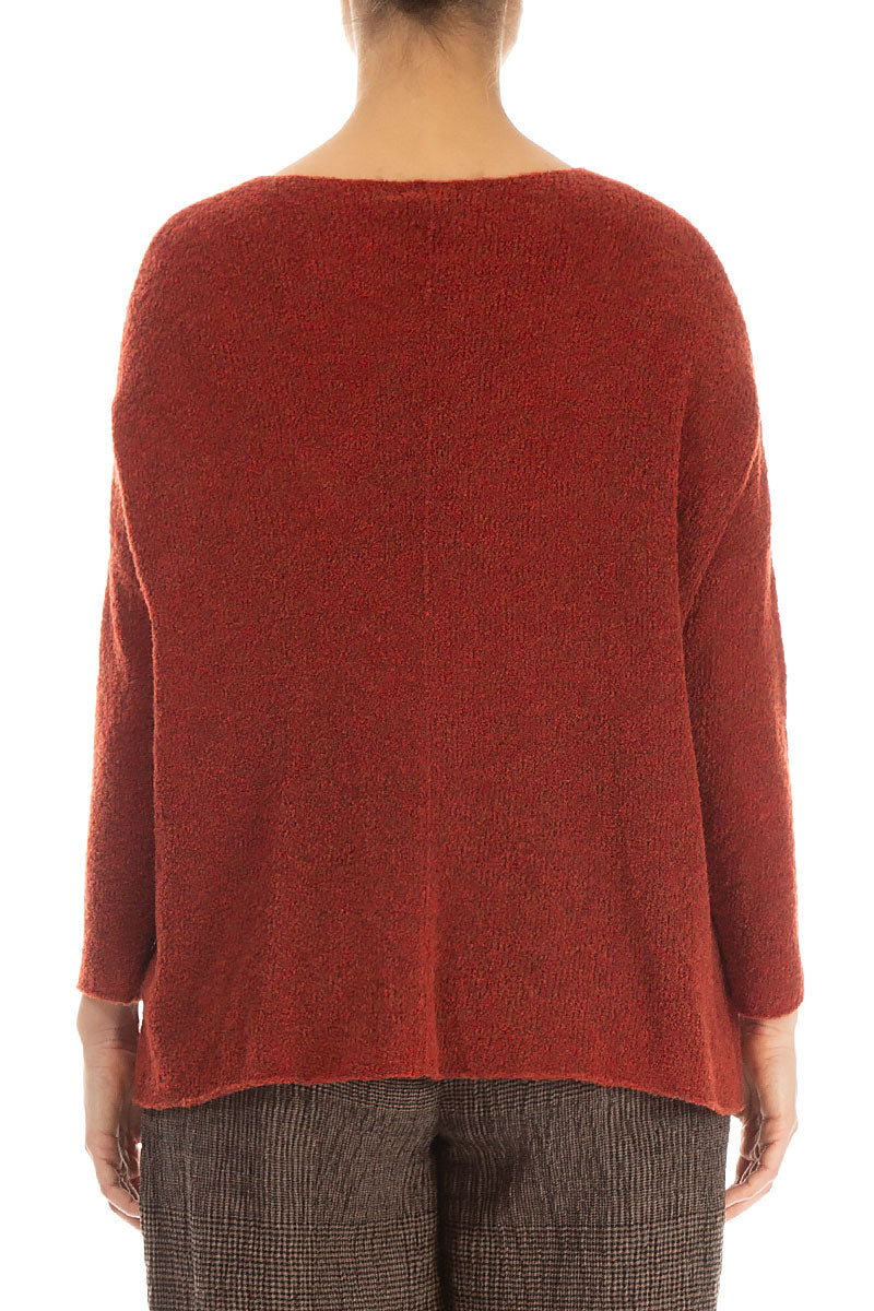 Two Pockets Burnt Orange Wool Sweater 2