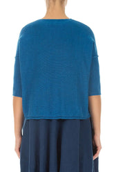 Two Pockets Cobalt Blue Linen Jumper 2