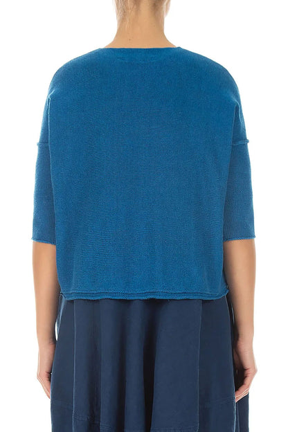 Two Pockets Cobalt Blue Linen Jumper 2