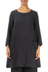 Two Pockets Graphite Gauze Linen Tunic 1