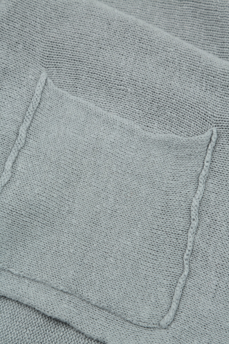 Two Pockets Grey Linen Cardigan