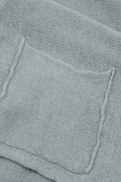 Two Pockets Grey Linen Cardigan