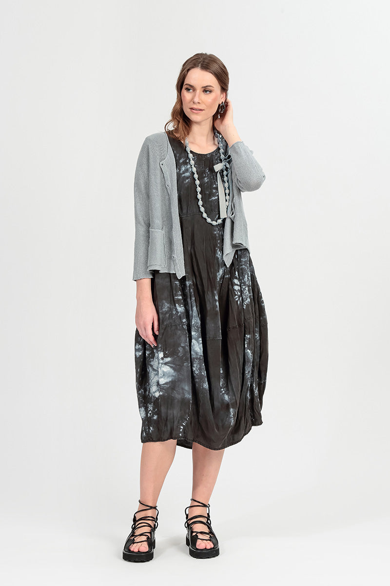 Two Pockets Grey Linen Cardigan