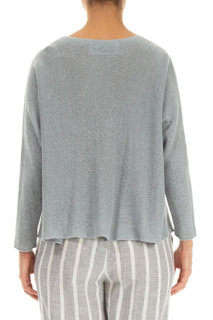 Two Pockets Grey Linen Cardigan 2
