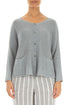 Two Pockets Grey Linen Cardigan 1
