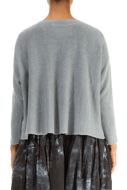 Two Pockets Grey Linen Cardigan