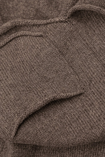 Two Pockets Khaki Brown Merino Wool Cardigan 5