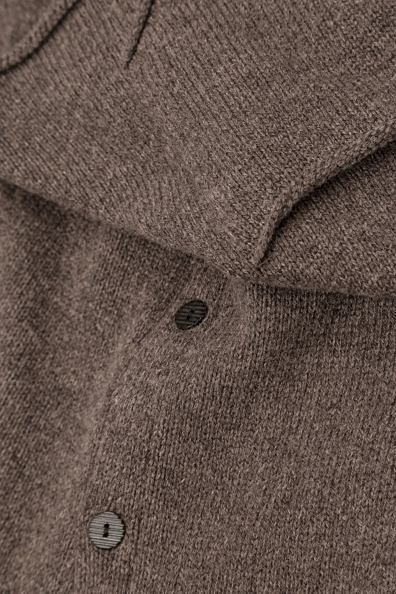 Two Pockets Khaki Brown Merino Wool Cardigan 6
