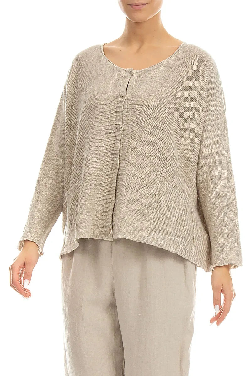 Two Pockets Natural Linen Cardigan