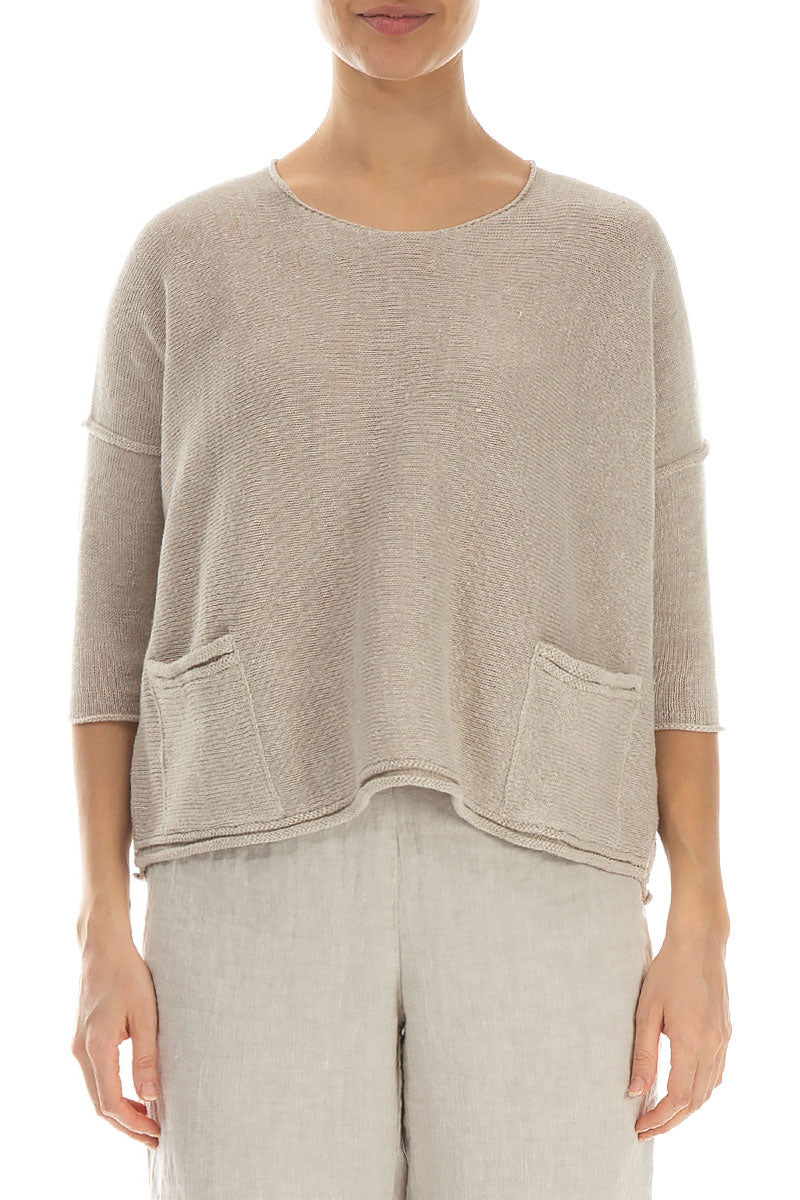 Two Pockets Natural Linen Jumper 1