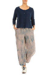 Two Pockets Navy Linen Cardigan 4