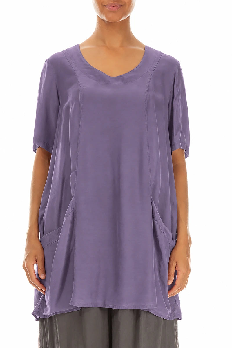 Two Pockets Purple Silk Bamboo Tunic 1