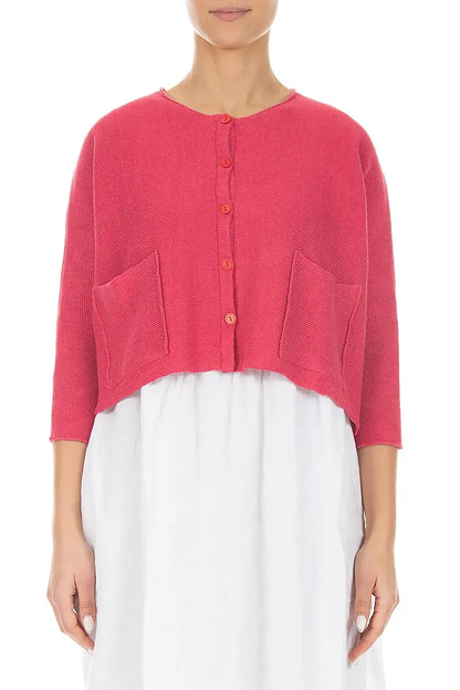 Gilet en lin framboise à deux poches