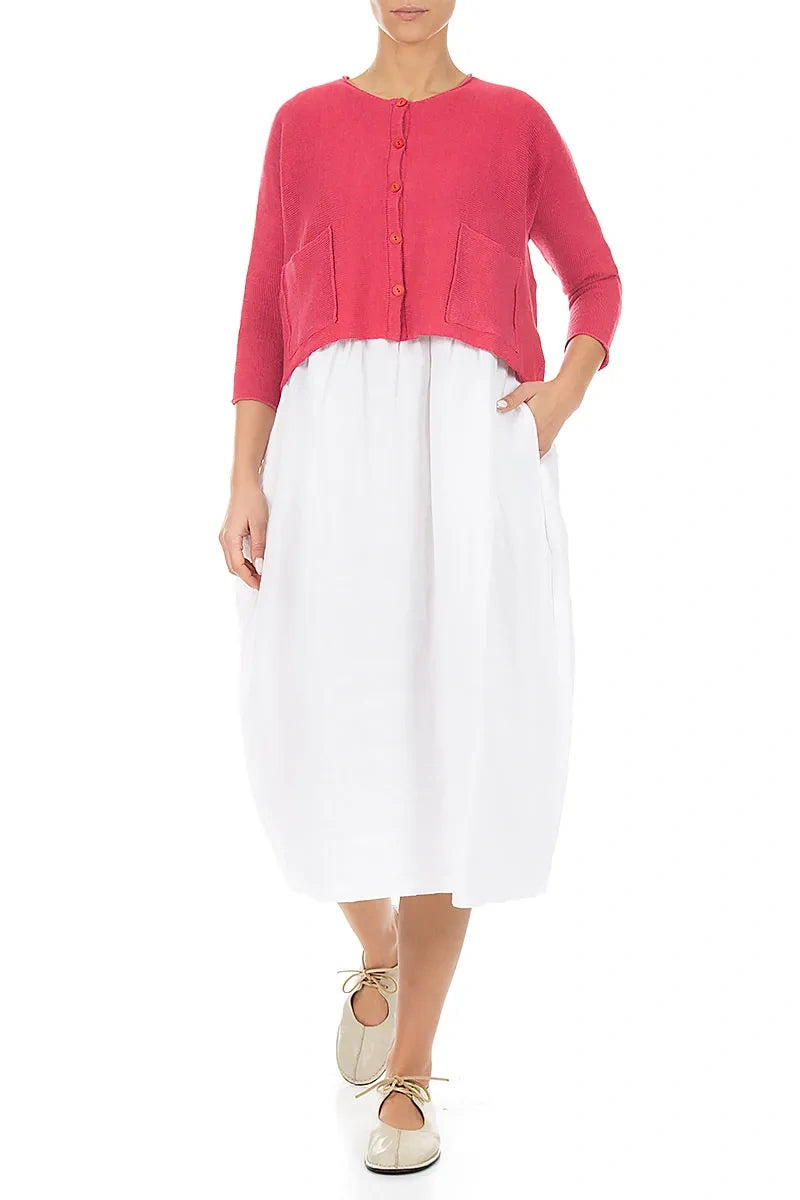 Gilet en lin framboise à deux poches