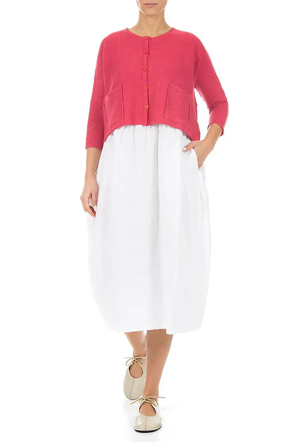 Gilet en lin framboise à deux poches