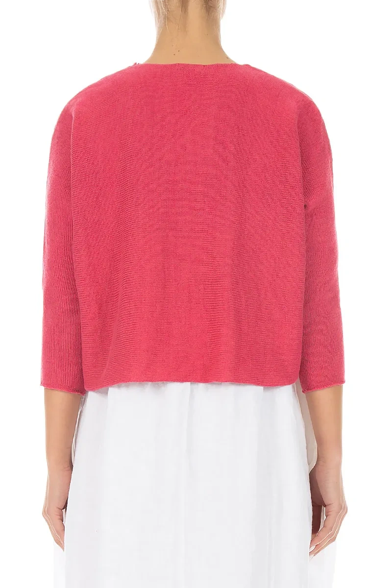 Gilet en lin framboise à deux poches