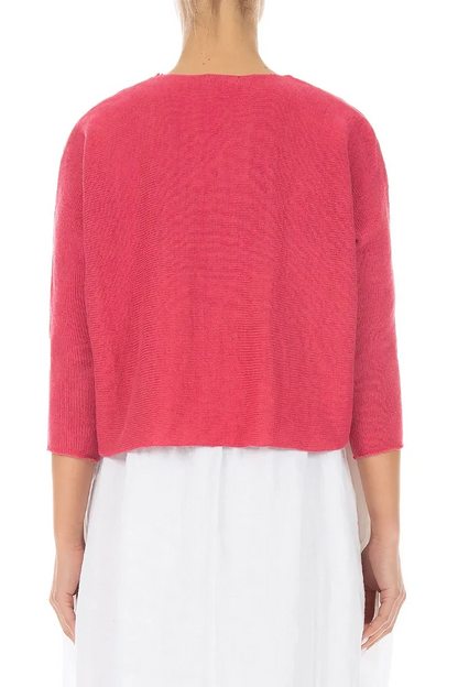 Gilet en lin framboise à deux poches