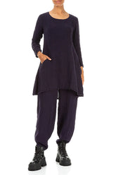 Two Pockets Royal Purple Mélange Linen Tunic 4