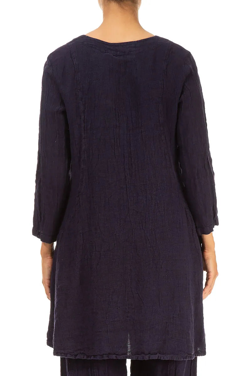 Two Pockets Royal Purple Mélange Linen Tunic
