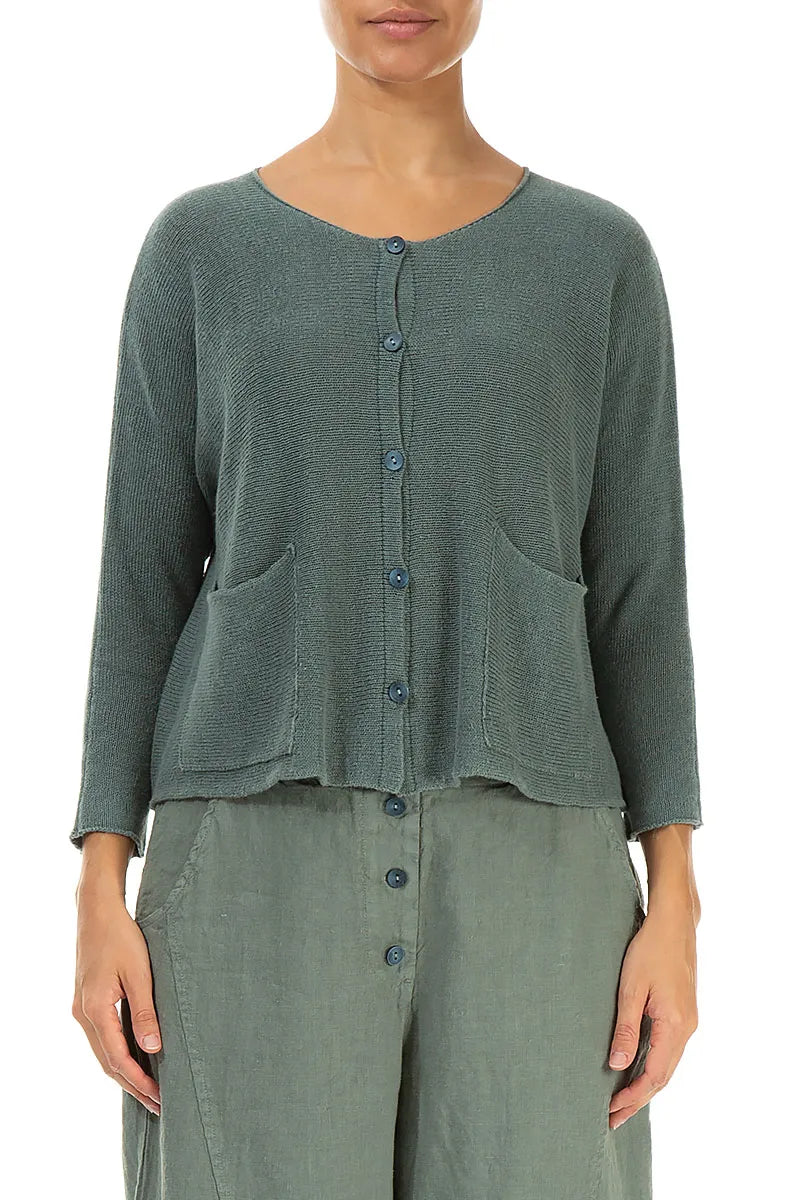 Two Pockets Sage Linen Cardigan
