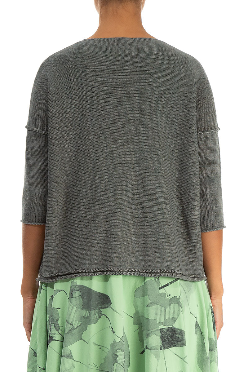 Two Pockets Grey Sage Linen Jumper 2