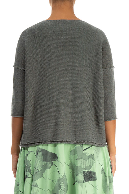 Two Pockets Grey Sage Linen Jumper 2