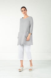 Two Pockets Silver Grey Gauze Linen Tunic 6
