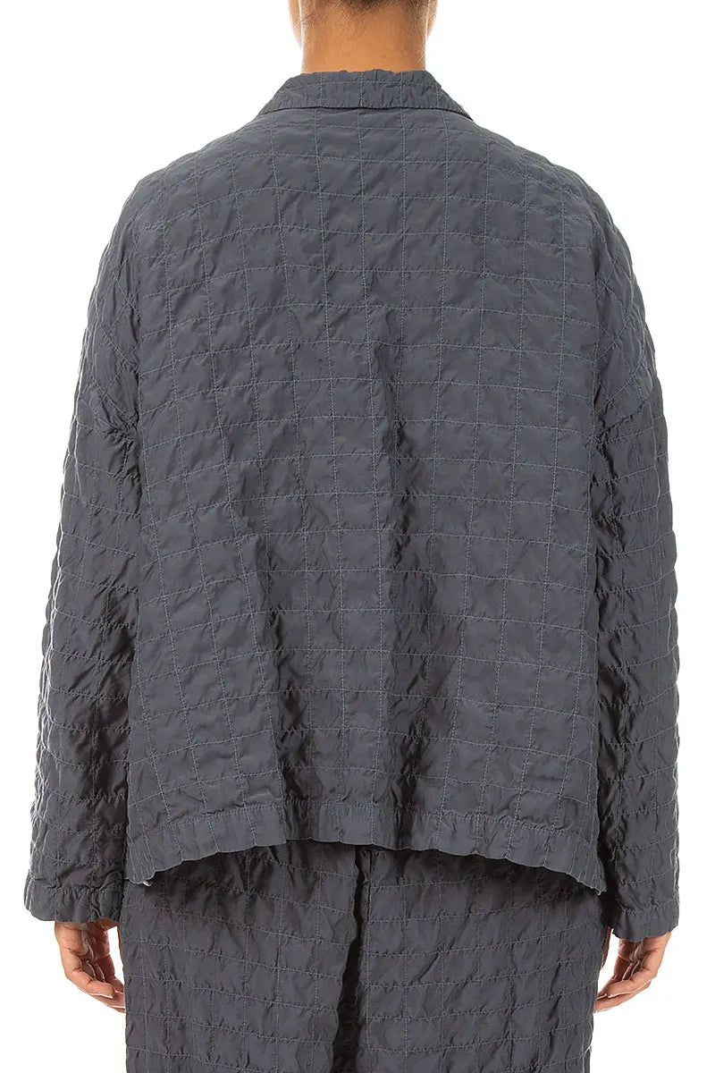 Two Pockets Slate Pleated Silk Bamboo Jacket 2
