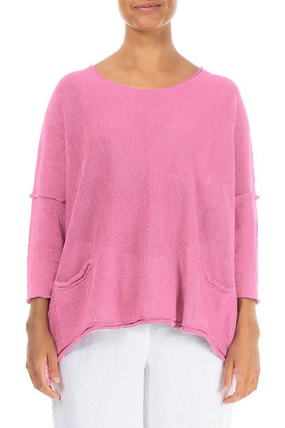 Two Pockets Taffy Pink Linen Jumper 1