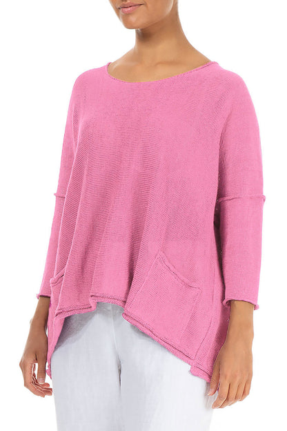 Two Pockets Taffy Pink Linen Jumper 3