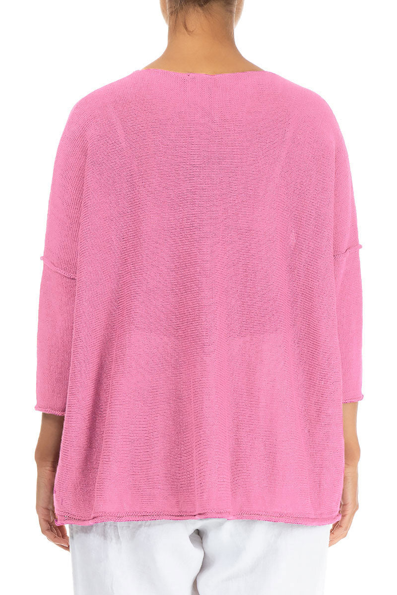 Two Pockets Taffy Pink Linen Jumper 2